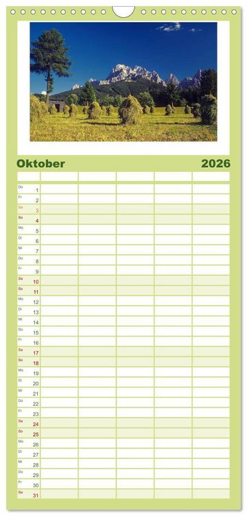 Produktbild: Familienplaner 2026 - S&Uuml;DTIROL - Land der Berge mit 5 Spalten (Wandkalender, 21 x 45 cm) CALVENDO