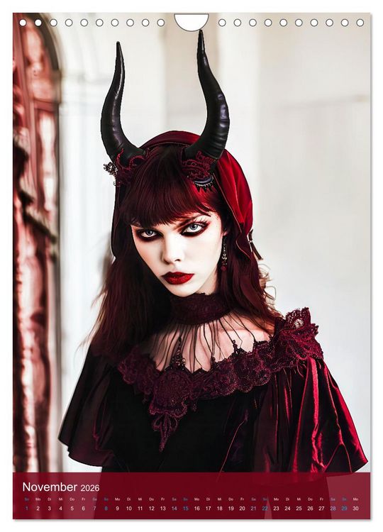 Produktbild: Teuflische Gothics - Gothic, Girls und H&ouml;rner (Wandkalender 2026 DIN A4 hoch), CALVENDO Monatskalender