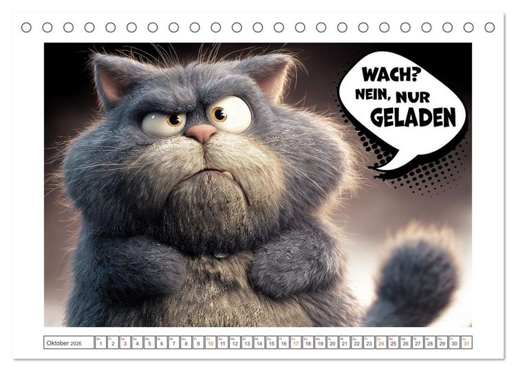 Produktbild: Katzenhumor im Blick (Tischkalender 2026 DIN A5 quer), CALVENDO Monatskalender