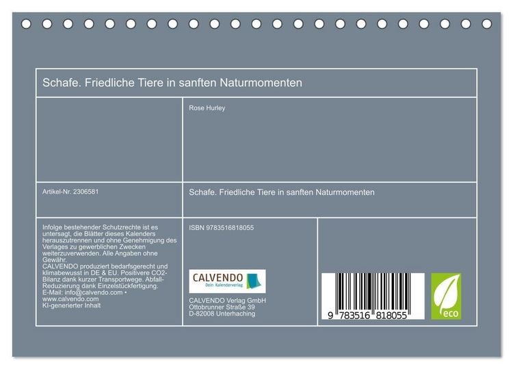 Produktbild: Schafe. Friedliche Tiere in sanften Naturmomenten (Tischkalender 2027 DIN A5 quer), CALVENDO Monatskalender