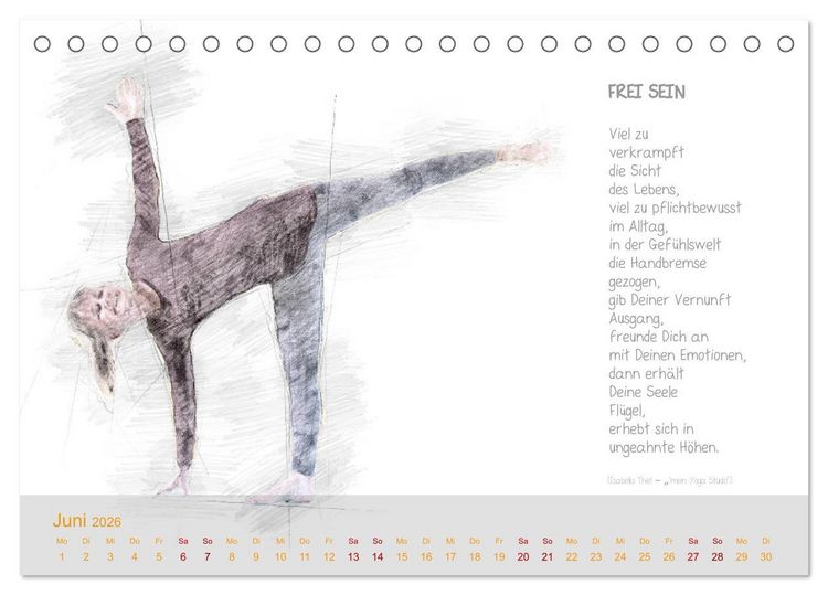 Produktbild: YOGA Inspirationen mit Texten zum Nachdenken (Tischkalender 2026 DIN A5 quer), CALVENDO Monatskalender