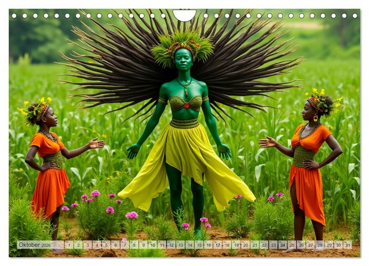 Produktbild: Afrikanische Mythologie - G&ouml;tter, Helden und Monster (Wandkalender 2026 DIN A4 quer), CALVENDO Monatskalender