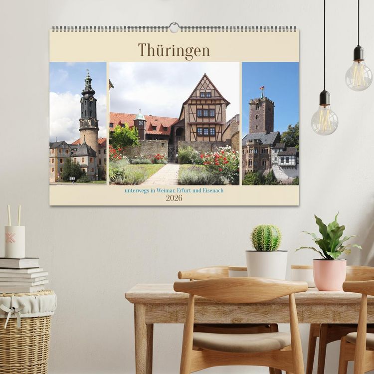 Produktbild: Th&uuml;ringen, unterwegs in Weimar, Erfurt und Eisenach (Wandkalender 2026 DIN A2 quer), CALVENDO Monatskalender