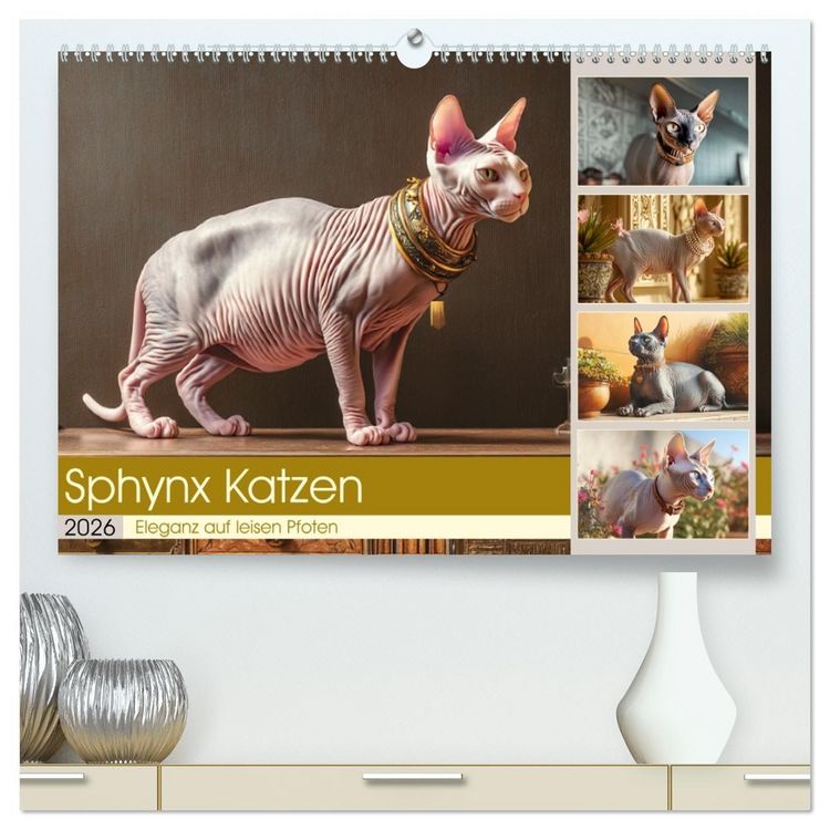 Produktbild: Sphinx Katzen. Eleganz auf leisen Pfoten (hochwertiger Premium Wandkalender 2026 DIN A2 quer), Kunstdruck in Hochglanz