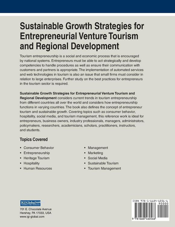 Produktbild: Sustainable Growth Strategies for Entrepreneurial Venture Tourism and Regional Development
