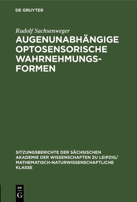 Produktbild: Augenunabh&auml;ngige optosensorische Wahrnehmungsformen