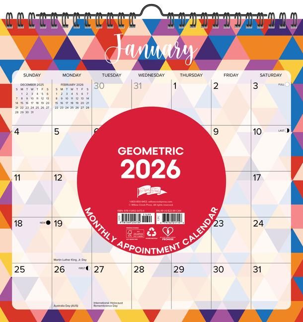 Produktbild: Geometric 2026 12 X 12 Spiral Wall Calendar