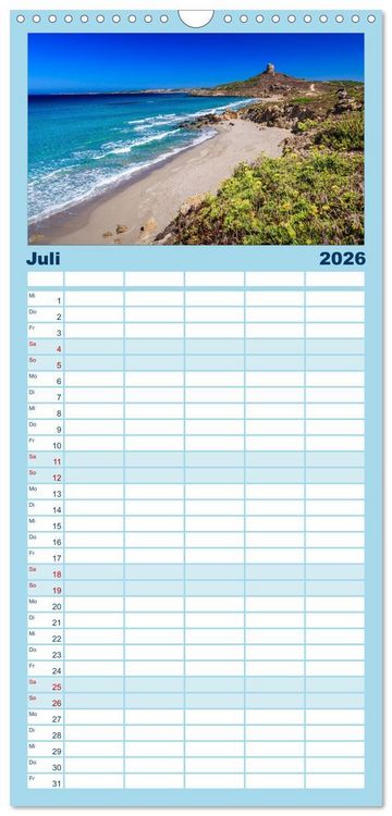 Produktbild: Familienplaner 2026 - Sardinien - Traumstr&auml;nde am Mittelmeer mit 5 Spalten (Wandkalender, 21 x 45 cm) CALVENDO