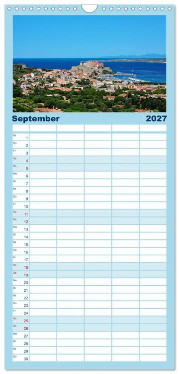 Produktbild: Familienplaner 2027 - Korsika - Farben einer wilden Sch&ouml;nheit mit 5 Spalten (Wandkalender, 21 x 45 cm) CALVENDO