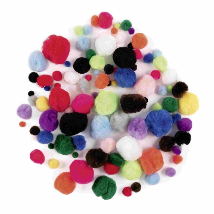 Produktbild: Folia  Pompons MIX BUNT, 100 St&uuml;ck, Gr&ouml;&szlig;en & farbig sortiert