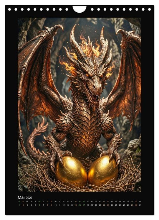 Produktbild: Drachen - Magische Herrscher, Dark‑Fantasy Wandkalender (Wandkalender 2027 DIN A4 hoch), CALVENDO Monatskalender