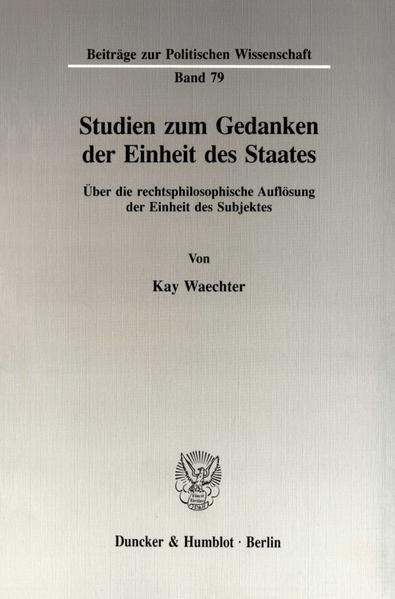 Produktbild: Studien zum Gedanken der Einheit des Staates.