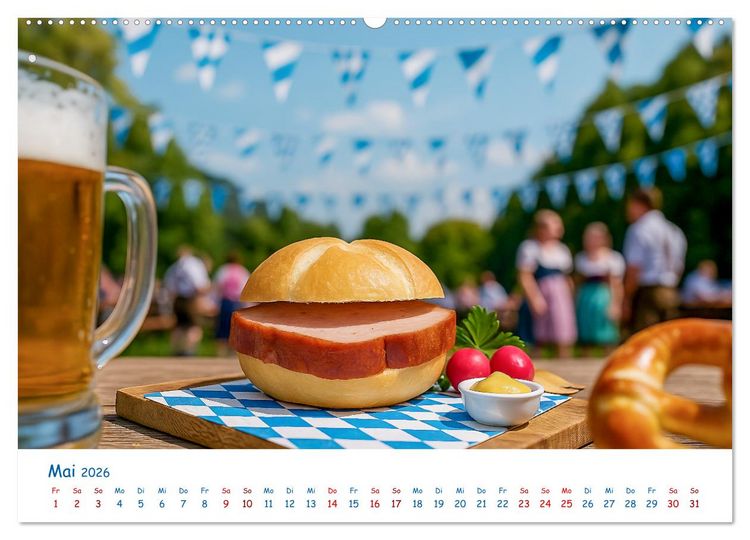 Produktbild: Leberk&auml;se-Kalender - Die Leberk&auml;ssemmel aus Bayern (hochwertiger Premium Wandkalender 2026 DIN A2 quer), Kunstdruck in Hochglanz