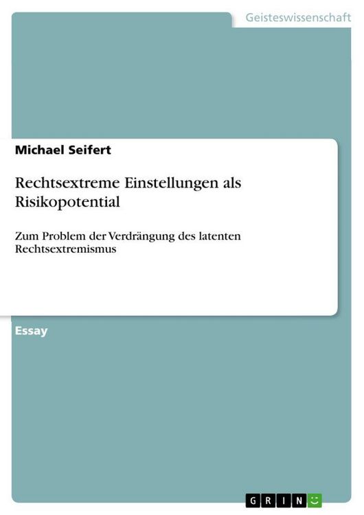Produktbild: Rechtsextreme Einstellungen als Risikopotential