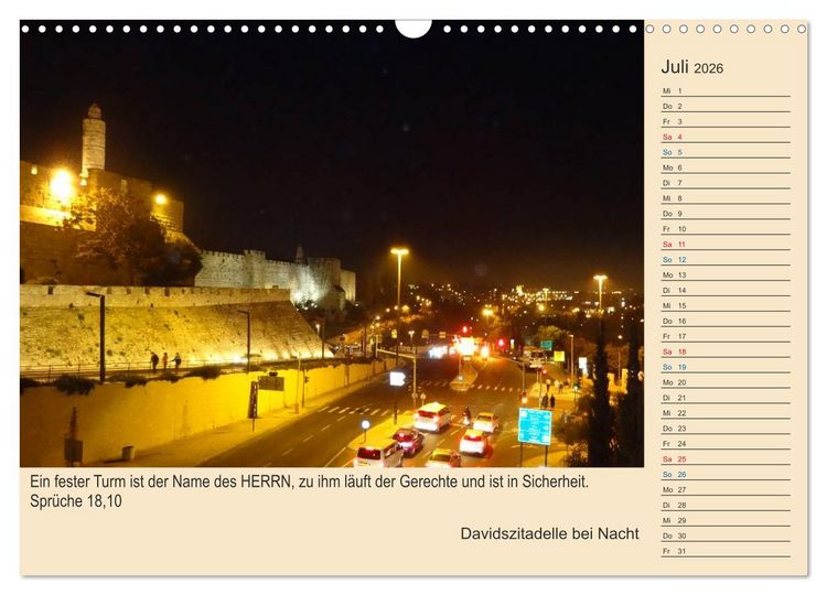 Produktbild: Jerusalem mit Bibelversen / Geburtstagsplaner (Wandkalender 2026 DIN A3 quer), CALVENDO Monatskalender