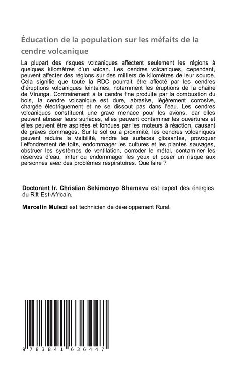 Produktbild: &Eacute;ducation de la population sur les m&eacute;faits de la cendre volcanique