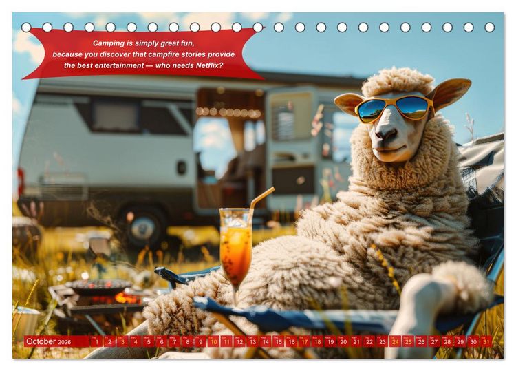 Produktbild: Funny charming animals as campers (Desk Calendar 2026 DIN A5 landscape), CALVENDO 12 Month DeskCalendar