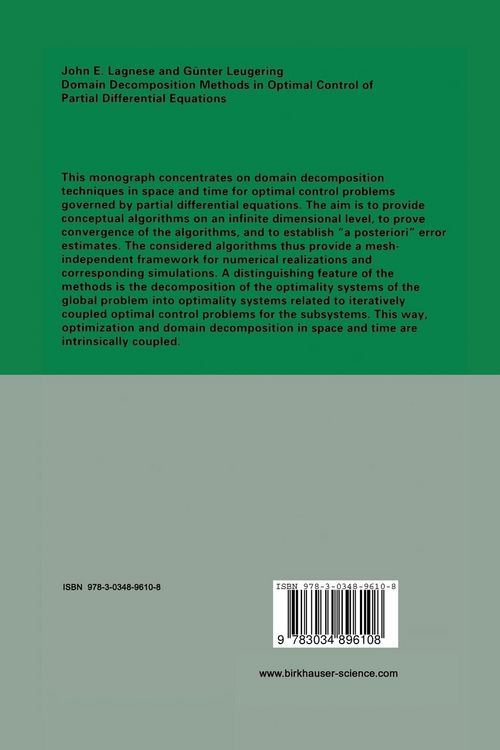 Produktbild: Domain Decomposition Methods in Optimal Control of Partial Differential Equations