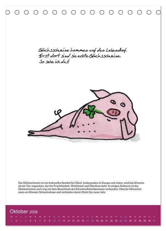 Produktbild: Schweinekalender - Alles was du &uuml;ber Schweine wissen wolltest! (Tischkalender 2026 DIN A5 hoch), CALVENDO Monatskalender