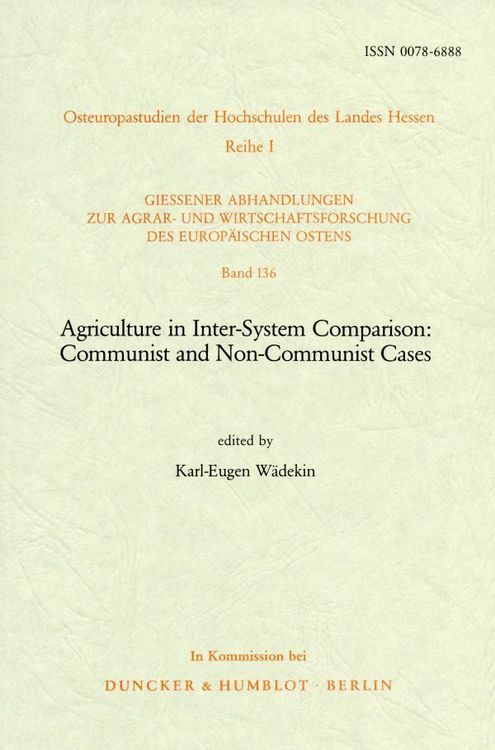 Produktbild: Agriculture in Inter-System Comparison: Communist and Non-Communist Cases.