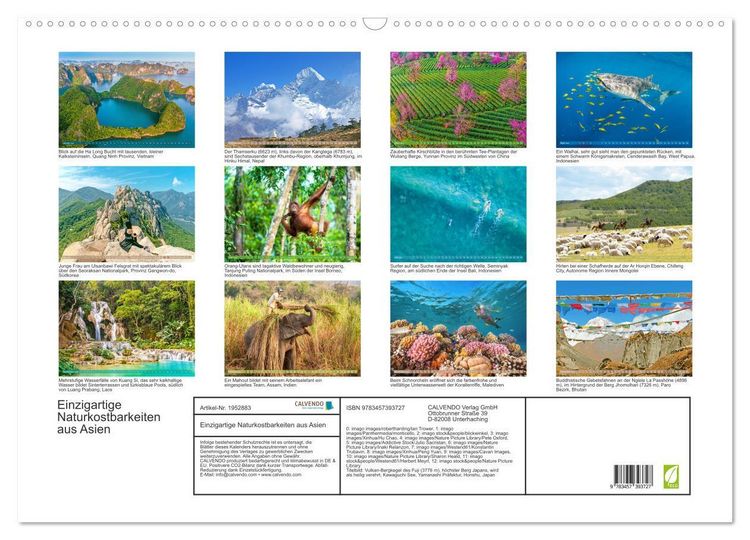 Produktbild: Einzigartige Naturkostbarkeiten aus Asien (Wandkalender 2026 DIN A2 quer), CALVENDO Monatskalender