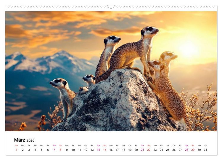 Produktbild: Erdm&auml;nnchen - klein, frech, neugierig (hochwertiger Premium Wandkalender 2026 DIN A2 quer), Kunstdruck in Hochglanz