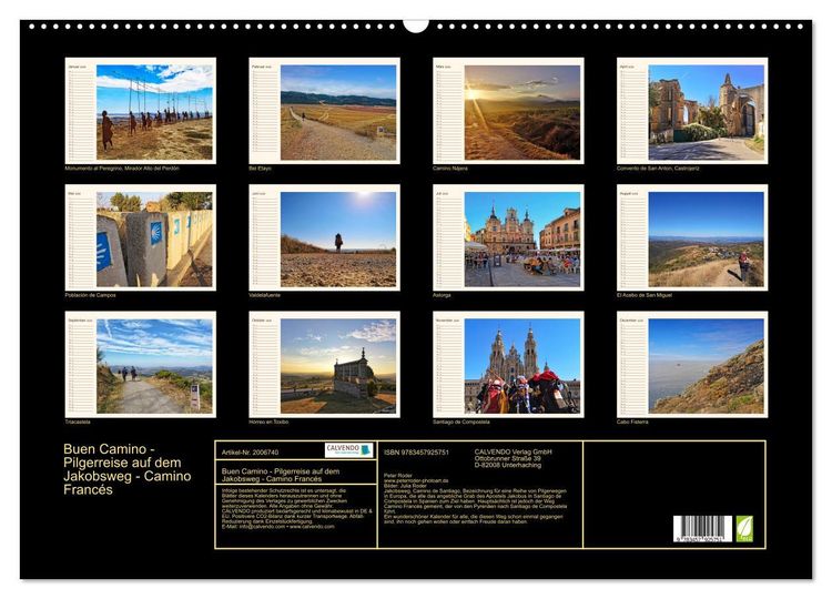 Produktbild: Buen Camino - Pilgerreise auf dem Jakobsweg - Camino Franc&eacute;s (Wandkalender 2026 DIN A2 quer), CALVENDO Monatskalender