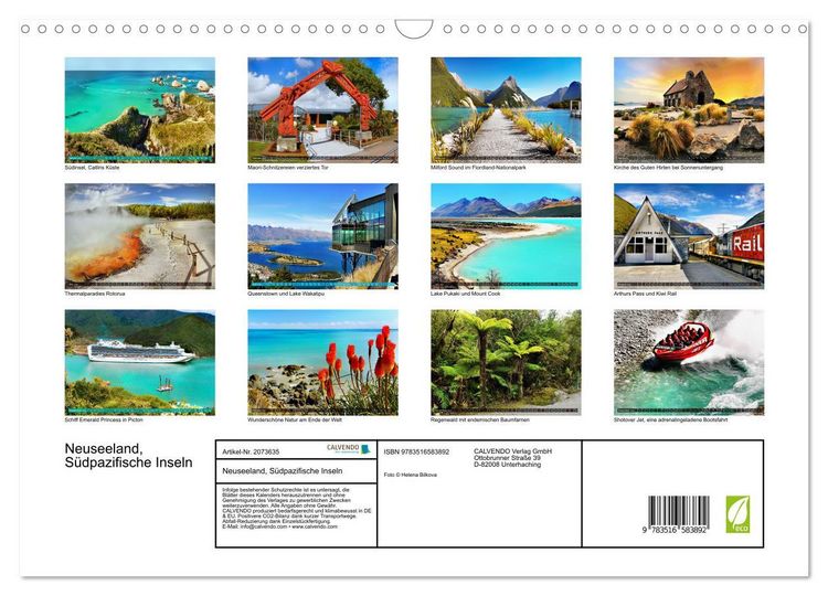 Produktbild: Neuseeland, S&uuml;dpazifische Inseln (Wandkalender 2026 DIN A3 quer), CALVENDO Monatskalender