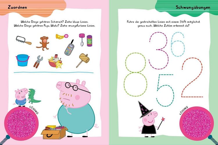 Produktbild: Peppa Pig Mein Lernspielbuch mit L&ouml;selupe. Mit wutzig viel Spa&szlig; durch die Vorschulzeit