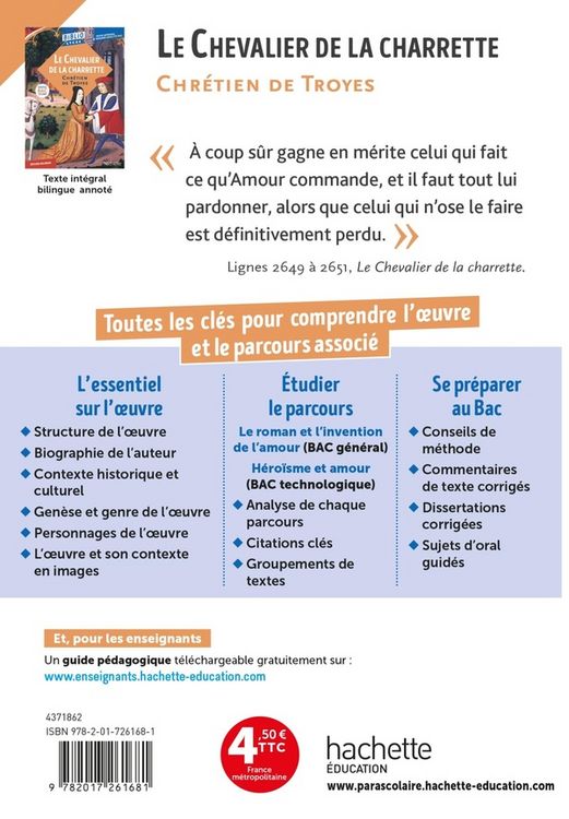 Produktbild: Le chevalier de la charrette : bac 2027