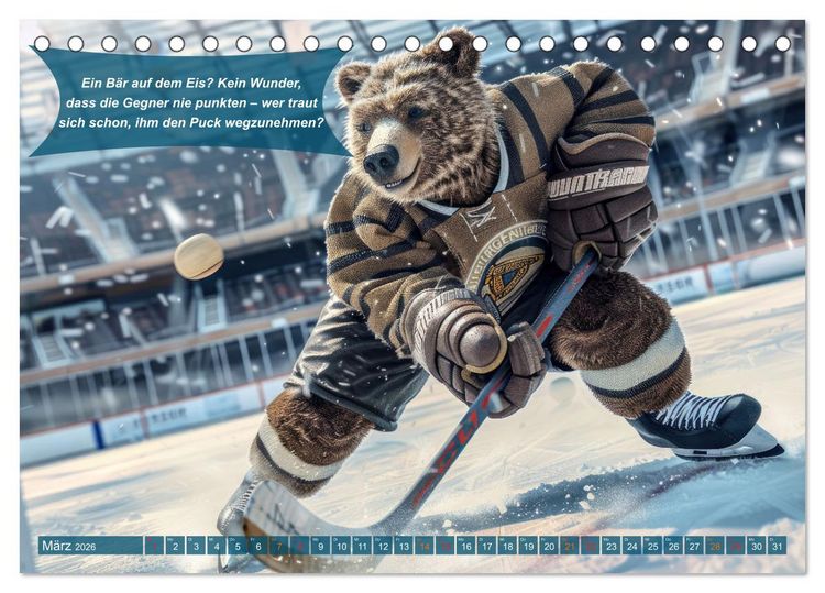 Produktbild: Der tierisch lustige Eishockey Kalender (Tischkalender 2026 DIN A5 quer), CALVENDO Monatskalender