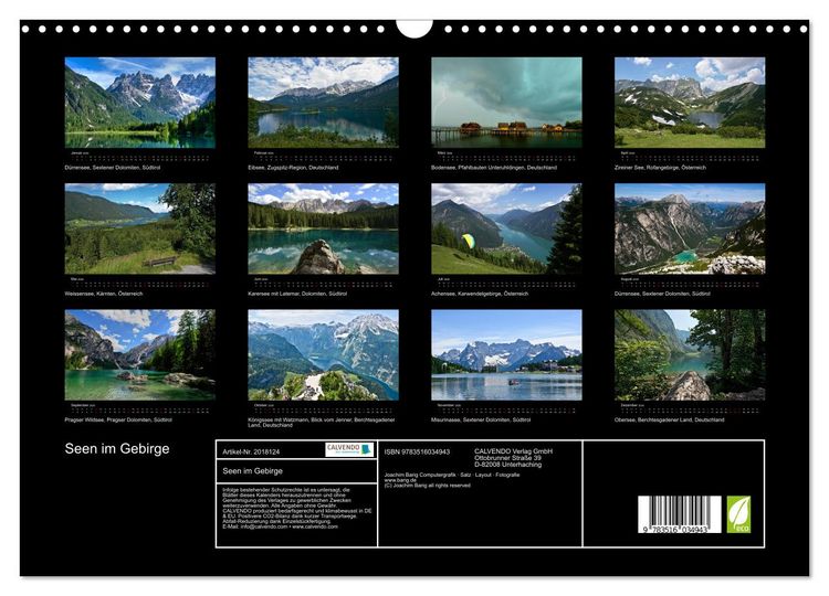 Produktbild: Seen im Gebirge (Wandkalender 2026 DIN A3 quer), CALVENDO Monatskalender