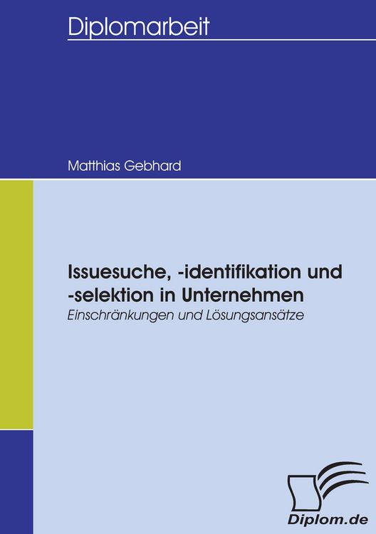 Produktbild: Issuesuche, -identifikation und -selektion in Unternehmen