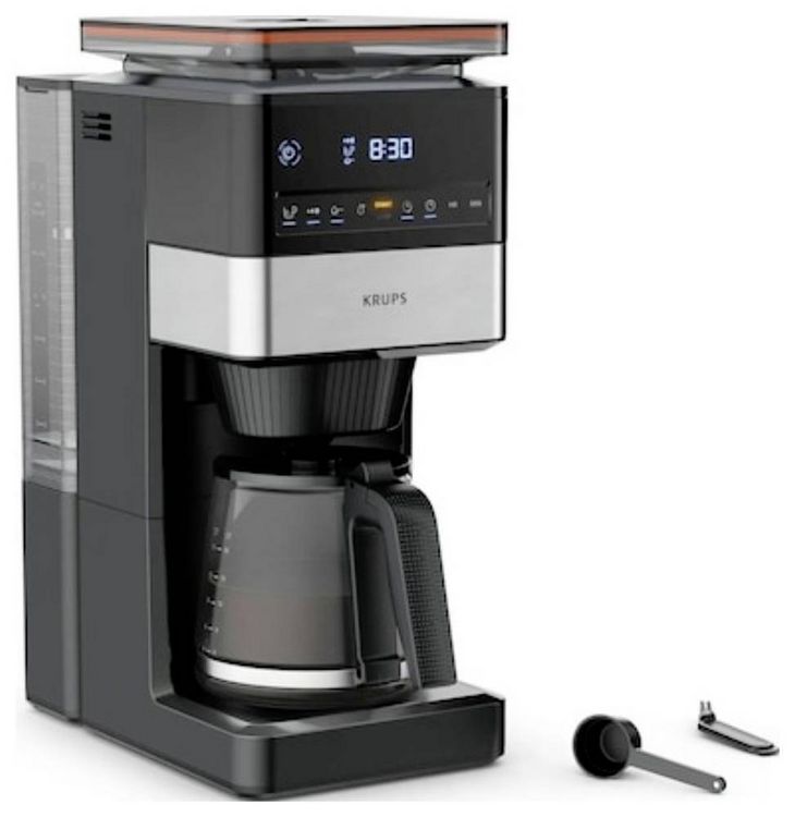 Produktbild: Krups KRUPS - KM 8428 Grind Aroma XL - Kaffee-Vollautomat Kaffeemaschine Schwarz, Silber Fassungsverm&ouml;gen Tassen=18 mit Mahlwerk, Display