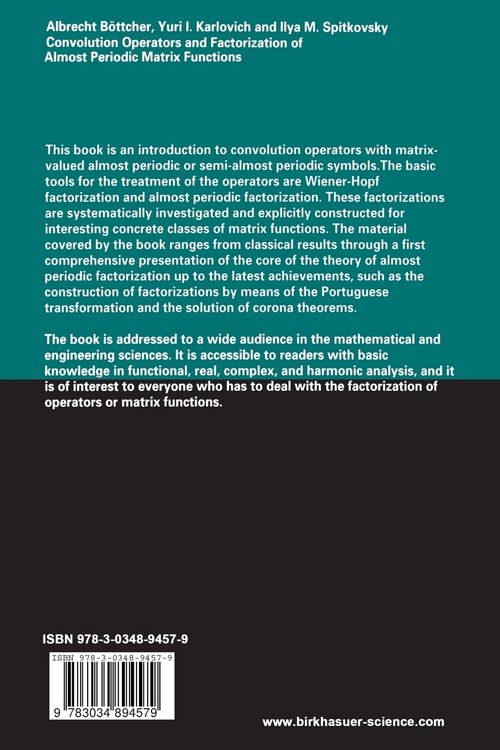 Produktbild: Convolution Operators and Factorization of Almost Periodic Matrix Functions