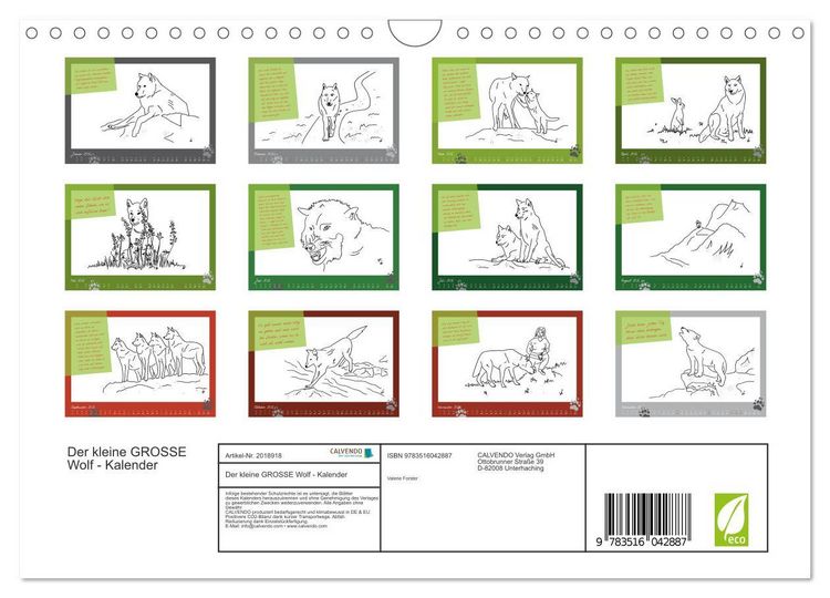 Produktbild: Der kleine GROSSE Wolf - Kalender (Wandkalender 2026 DIN A4 quer), CALVENDO Monatskalender