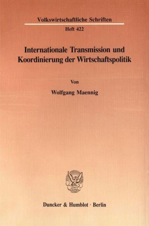 Produktbild: Internationale Transmission und Koordinierung der Wirtschaftspolitik.