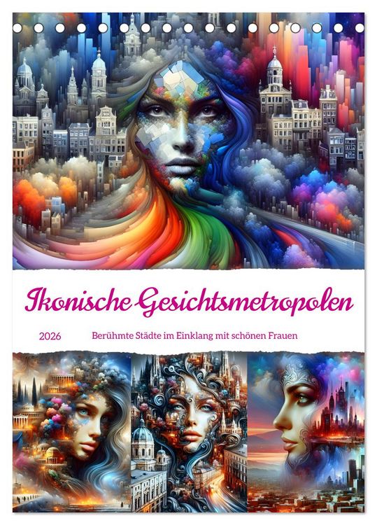 Produktbild: Ikonische Gesichtsmetropolen (Tischkalender 2026 DIN A5 hoch), CALVENDO Monatskalender