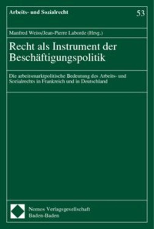 Produktbild: Recht als Instrument der Besch&auml;ftigungspolitik
