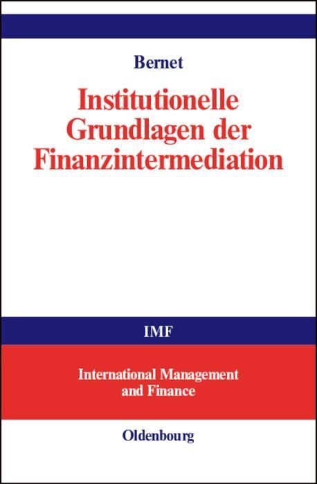 Produktbild: Institutionelle Grundlagen der Finanzintermediation