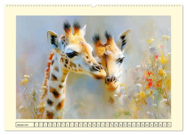 Produktbild: Giraffen. Anmut in weiter Landschaft (Wandkalender 2027 DIN A2 quer), CALVENDO Monatskalender