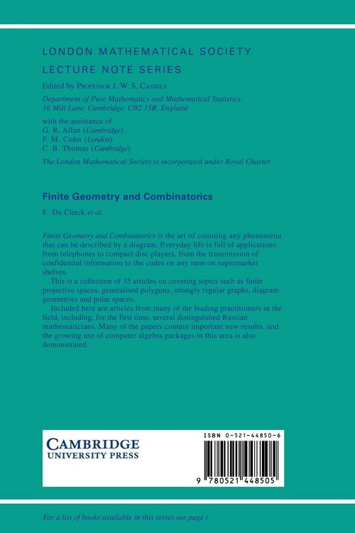 Produktbild: Finite Geometry and Combinatorics