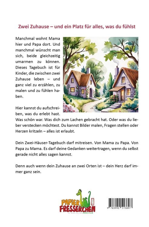 Produktbild: Zwei-H&auml;user-Tagebuch f&uuml;r Trennungs- und Scheidungskinder