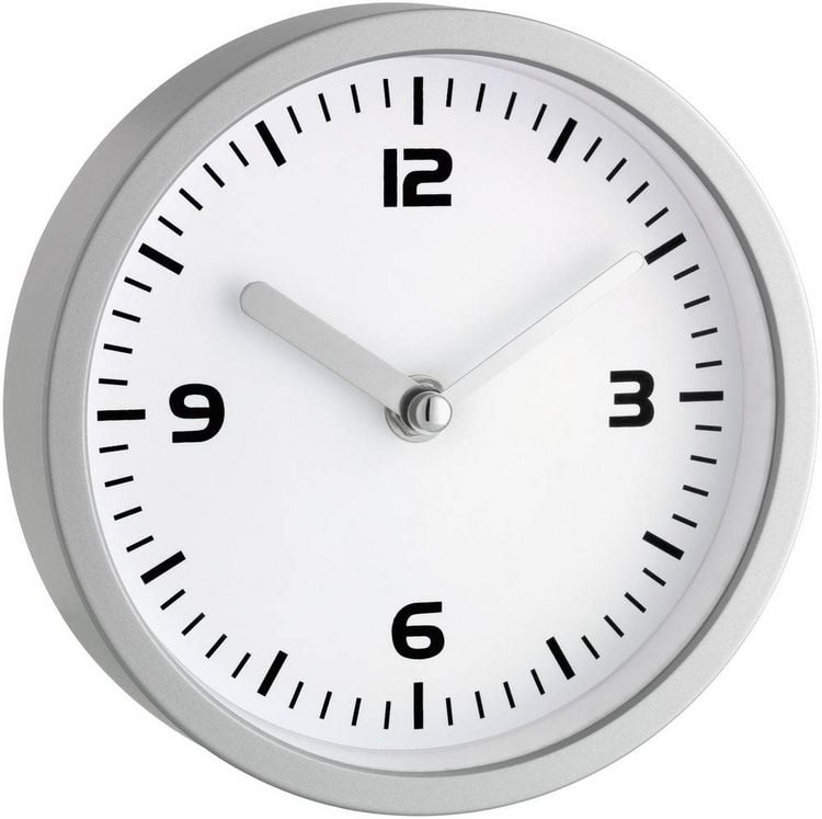 Produktbild: TFA Dostmann 60.3012 Quarz Wanduhr 16mm x 45mm Silber Badezimmer-/Feuchtraum geeignet