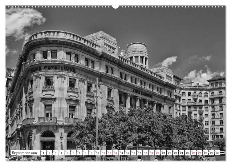 Produktbild: Barcelona Schwarz / Wei&szlig; Impressionen (hochwertiger Premium Wandkalender 2026 DIN A2 quer), Kunstdruck in Hochglanz