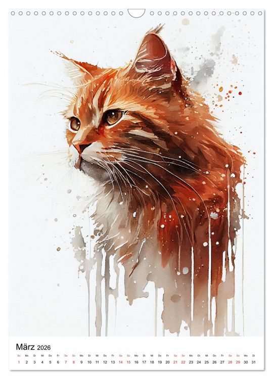 Produktbild: Katzen wie gemalt (Wandkalender 2026 DIN A3 hoch), CALVENDO Monatskalender