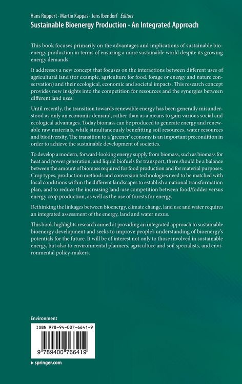 Produktbild: Sustainable Bioenergy Production - An Integrated Approach