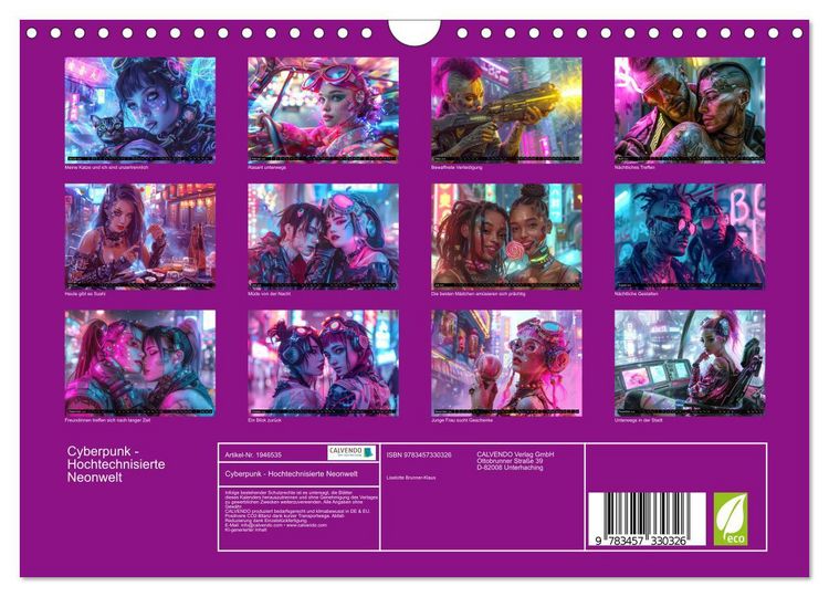 Produktbild: Cyberpunk - Hochtechnisierte Neonwelt (Wandkalender 2026 DIN A4 quer), CALVENDO Monatskalender