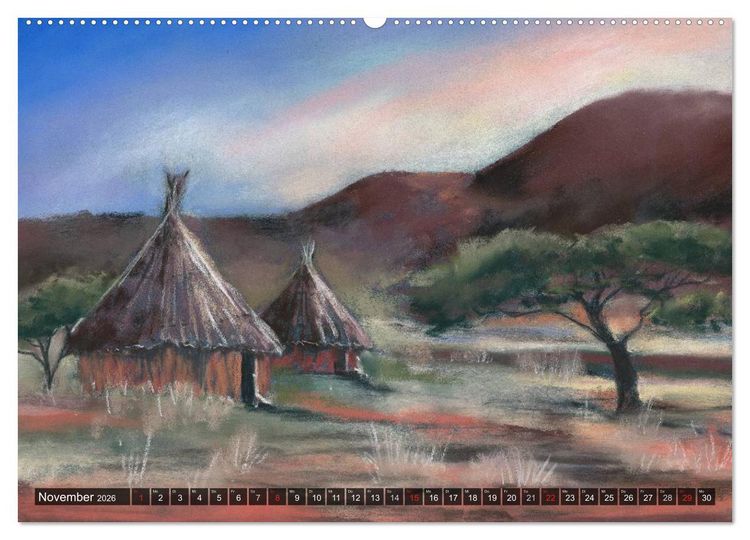 Produktbild: Afrika in Pastellgem&auml;lden (hochwertiger Premium Wandkalender 2026 DIN A2 quer), Kunstdruck in Hochglanz