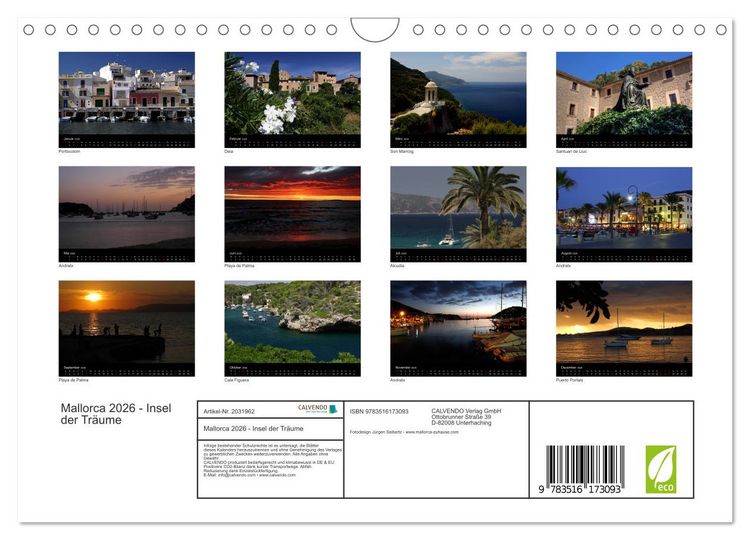 Produktbild: Mallorca 2026 - Insel der Tr&auml;ume (Wandkalender 2026 DIN A4 quer), CALVENDO Monatskalender